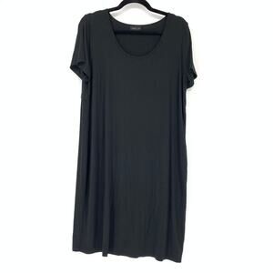 J. Jill Women's Size Medium Black Jersey Knit Dress Scoop Neck Short Sleeve